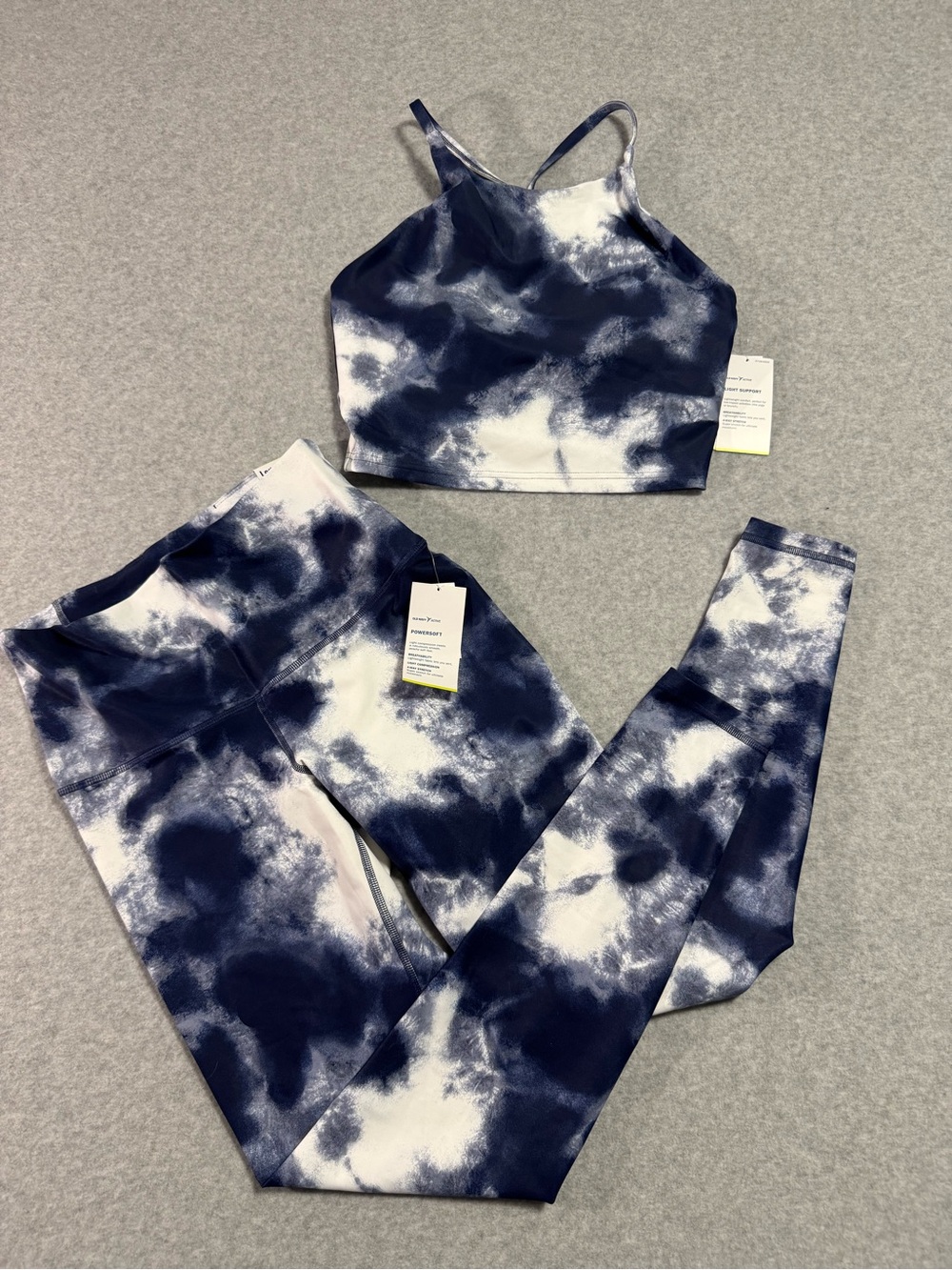 Old Navy - Navy and White Tie-Dye Leggings Set - Crop Tank & High-Waist Leggings